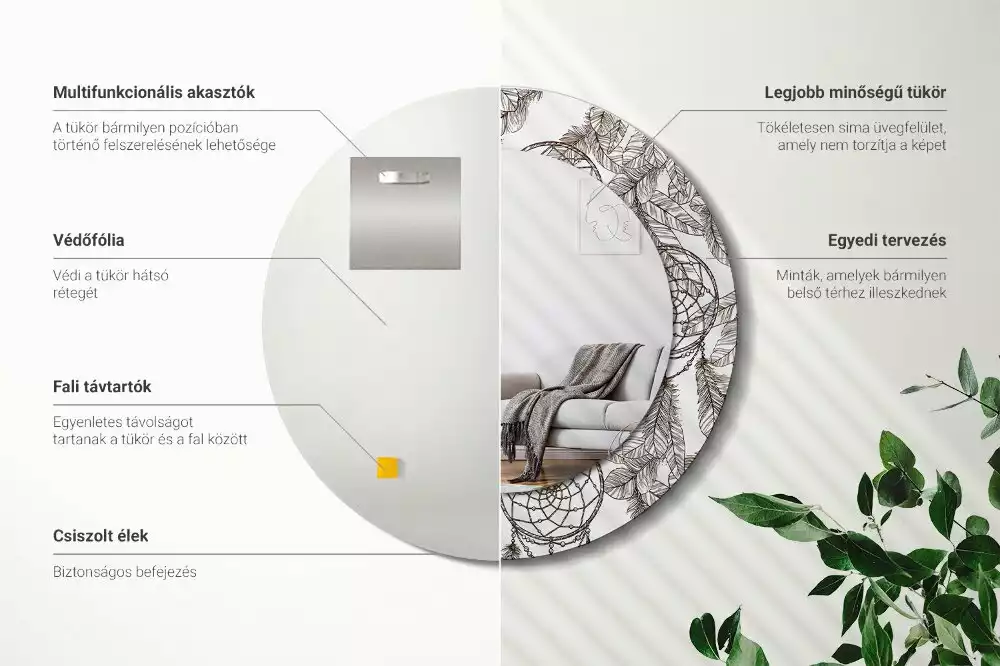Espelho redondo decorativo Apanhador de Sonhos