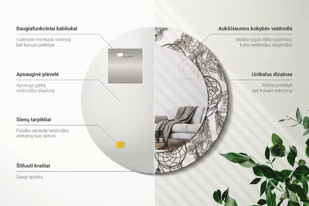 Espelho redondo decorativo Apanhador de Sonhos