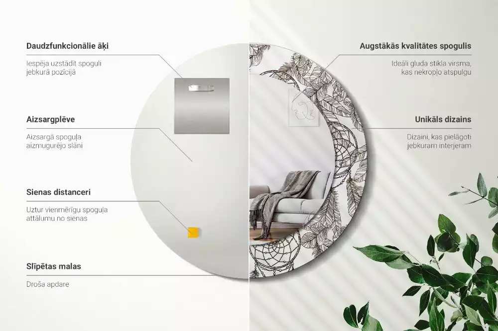 Espelho redondo decorativo Apanhador de Sonhos