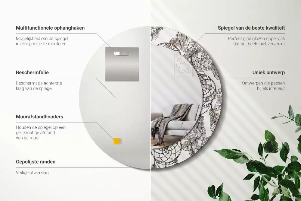 Espelho redondo decorativo Apanhador de Sonhos