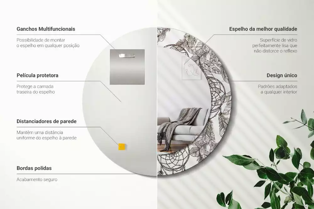Espelho redondo decorativo Apanhador de Sonhos