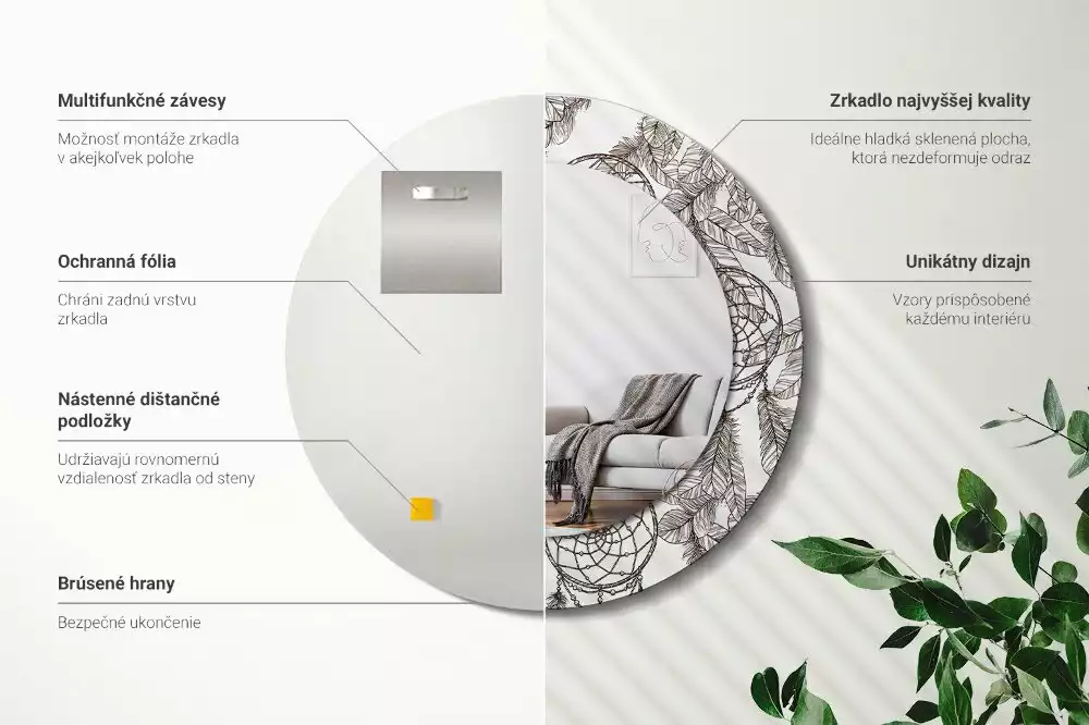 Espelho redondo decorativo Apanhador de Sonhos