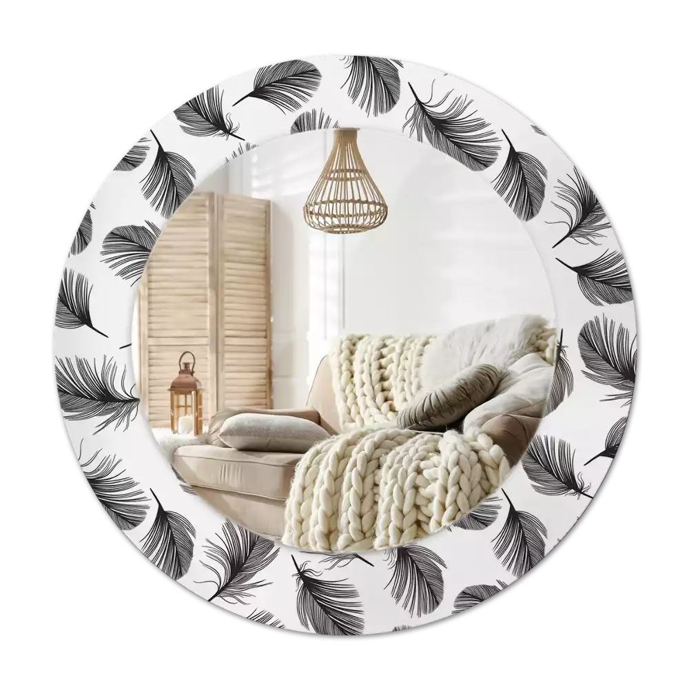 Espelho decorativo redondo penas