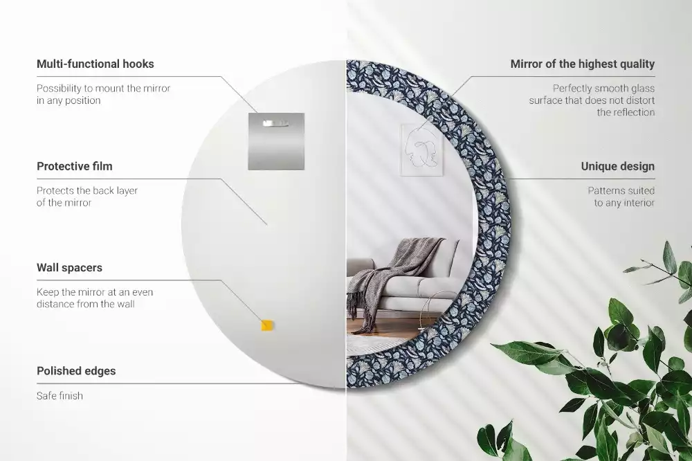 Espelho redondo decorativo Padrão Boho