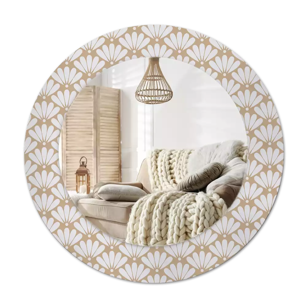 Espelho decorativo redondo flor oriental