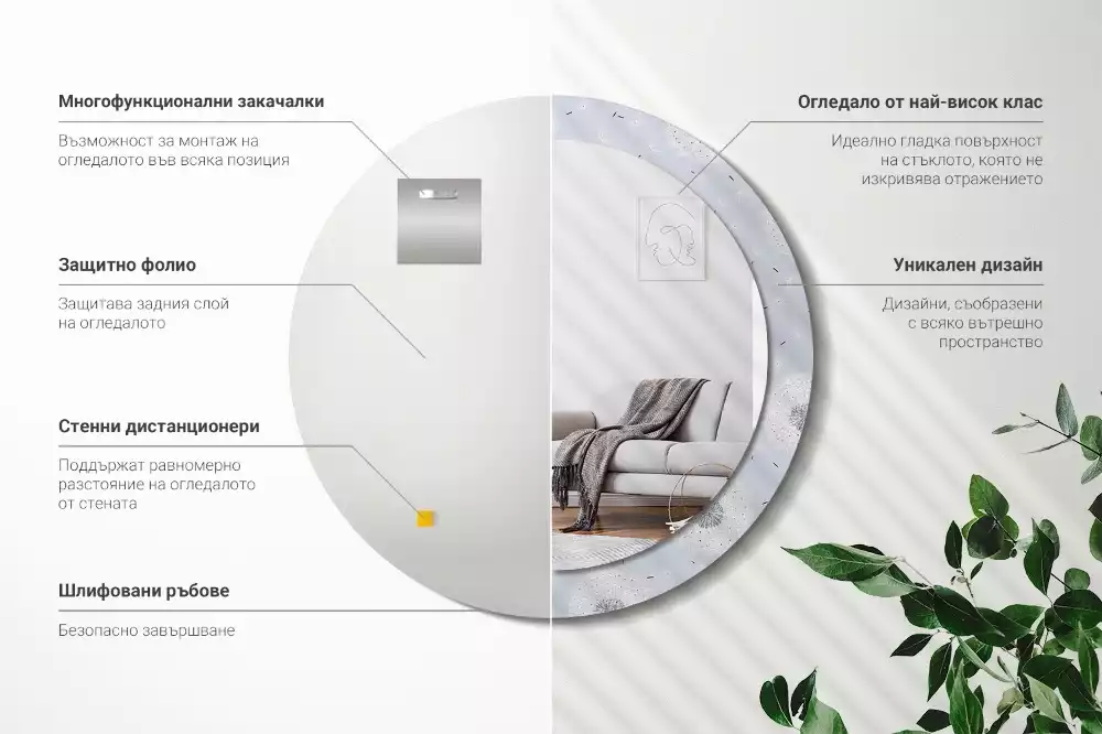 Espelho redondo decorativo Dente-de-leão