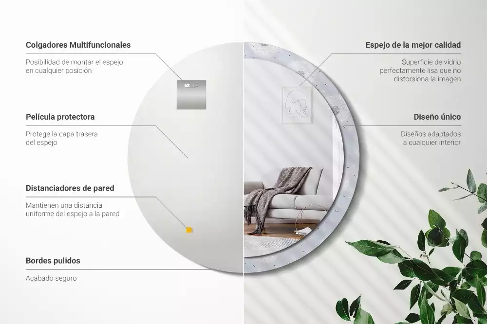 Espelho redondo decorativo Dente-de-leão