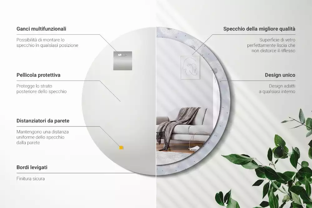 Espelho redondo decorativo Dente-de-leão