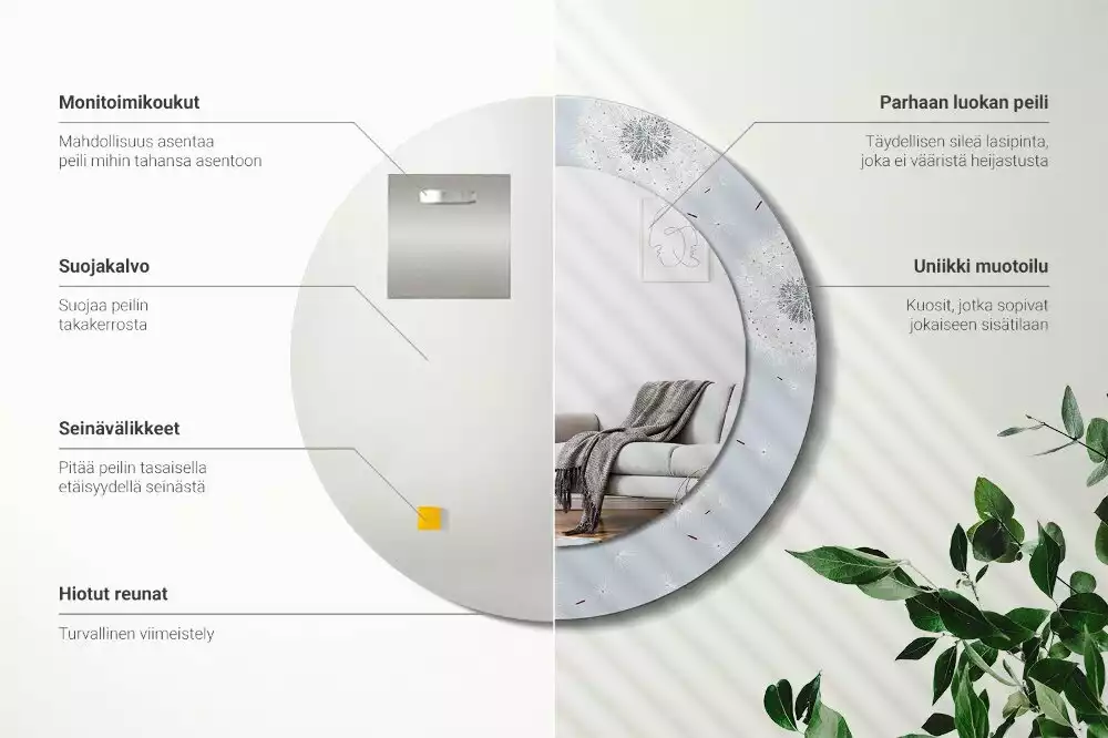 Espelho redondo decorativo Dente-de-leão