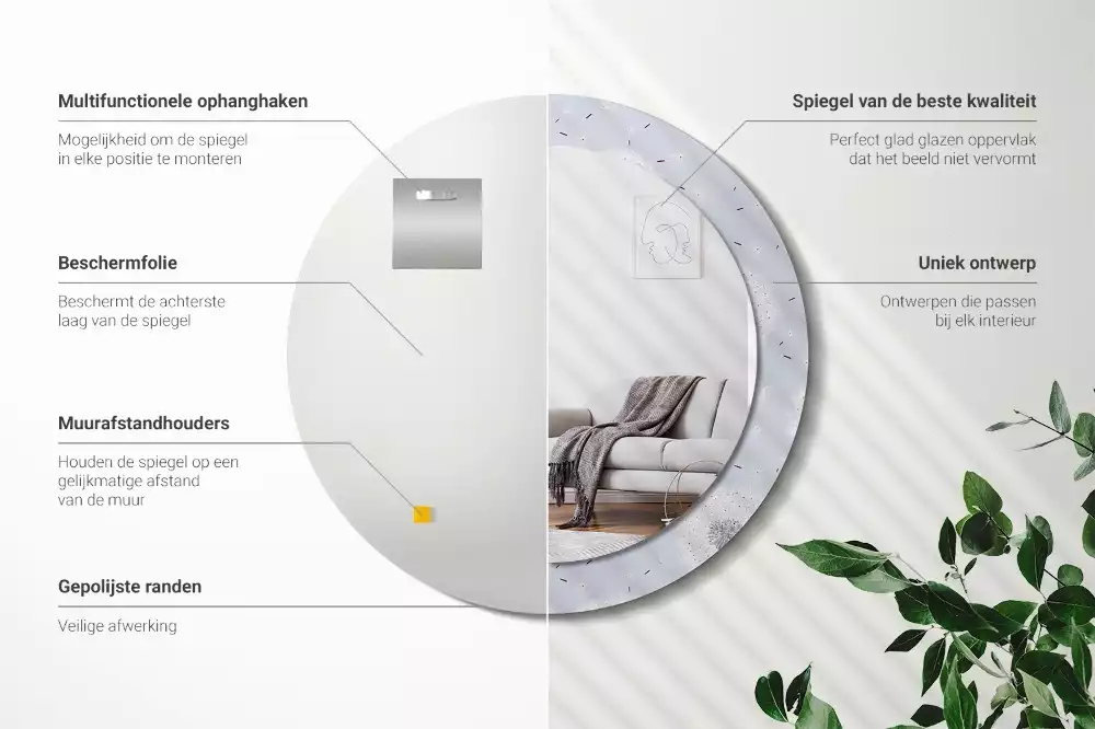 Espelho redondo decorativo Dente-de-leão