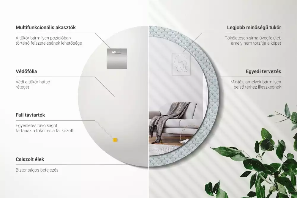 Espelho decorativo redondo Padrão vintage retrô