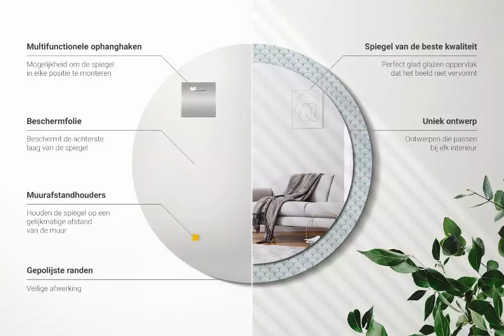 Espelho decorativo redondo Padrão vintage retrô