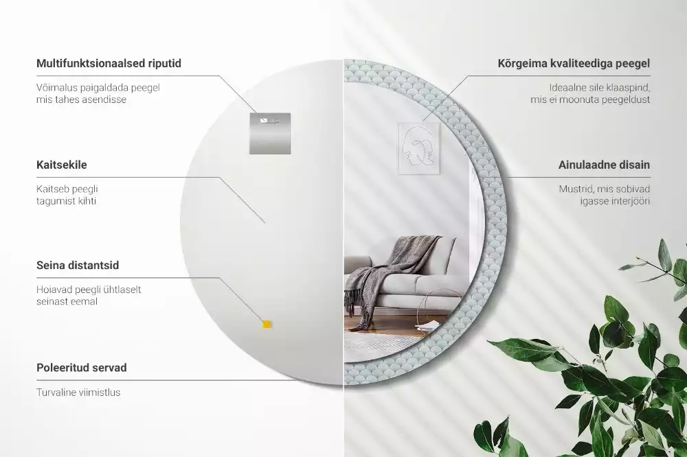 Espelho decorativo redondo Padrão vintage retrô