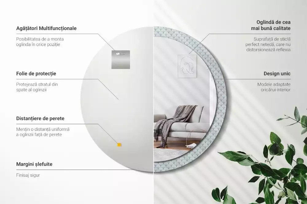 Espelho decorativo redondo Padrão vintage retrô