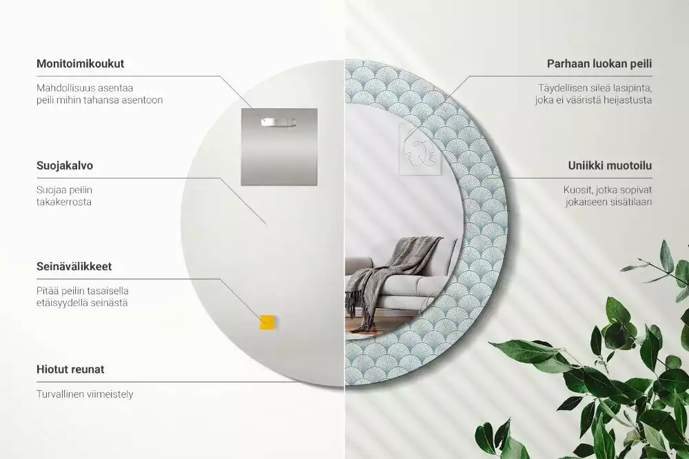 Espelho decorativo redondo Padrão vintage retrô