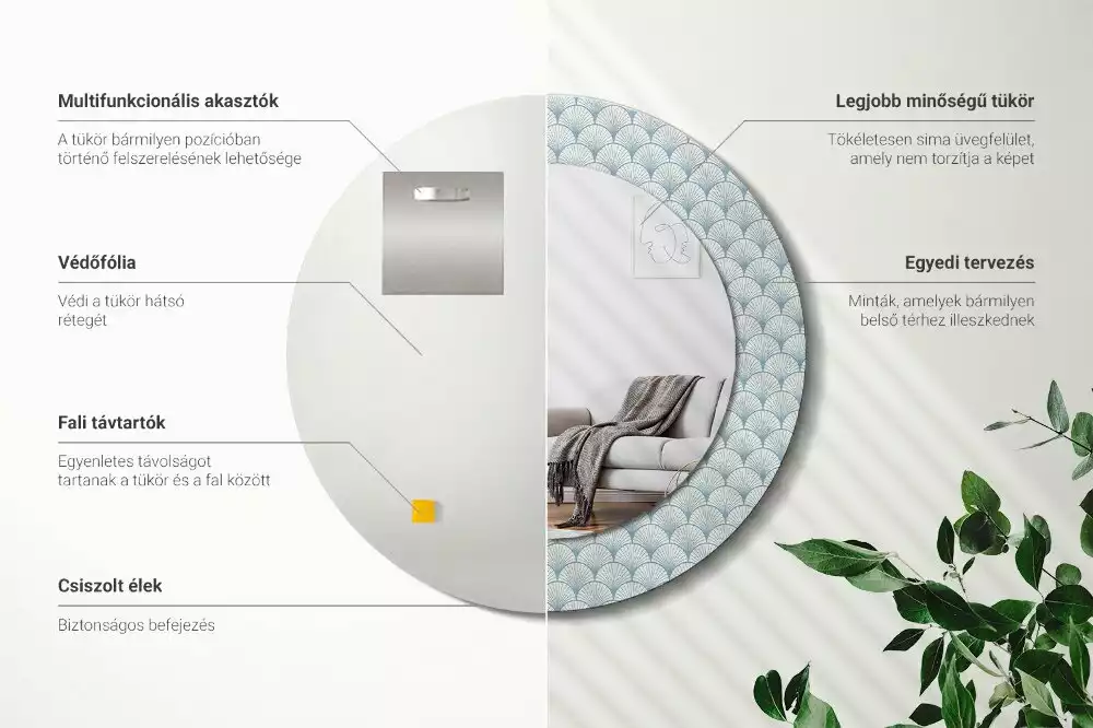 Espelho decorativo redondo Padrão vintage retrô