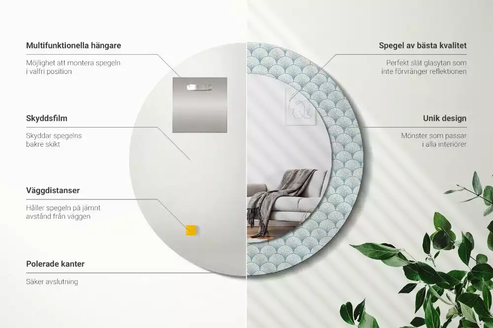 Espelho decorativo redondo Padrão vintage retrô