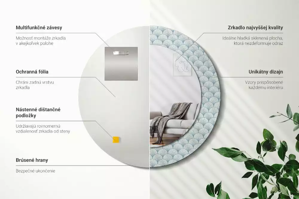 Espelho decorativo redondo Padrão vintage retrô