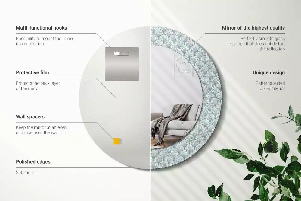 Espelho decorativo redondo Padrão vintage retrô