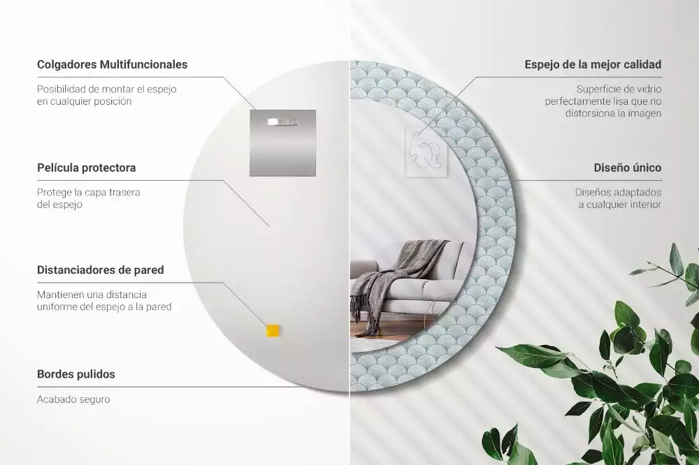 Espelho decorativo redondo Padrão vintage retrô