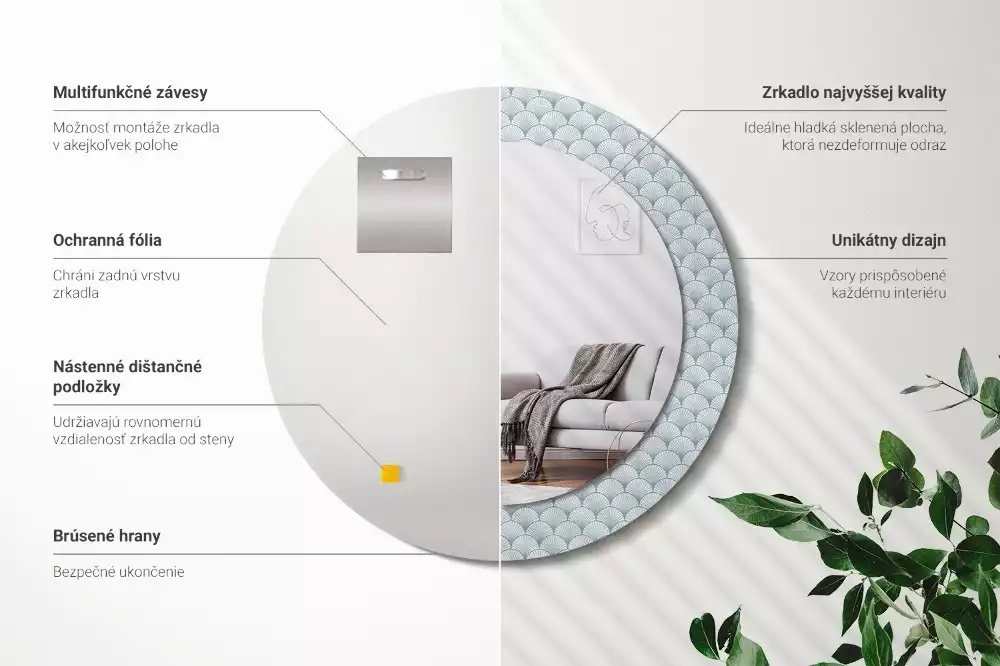 Espelho decorativo redondo Padrão vintage retrô