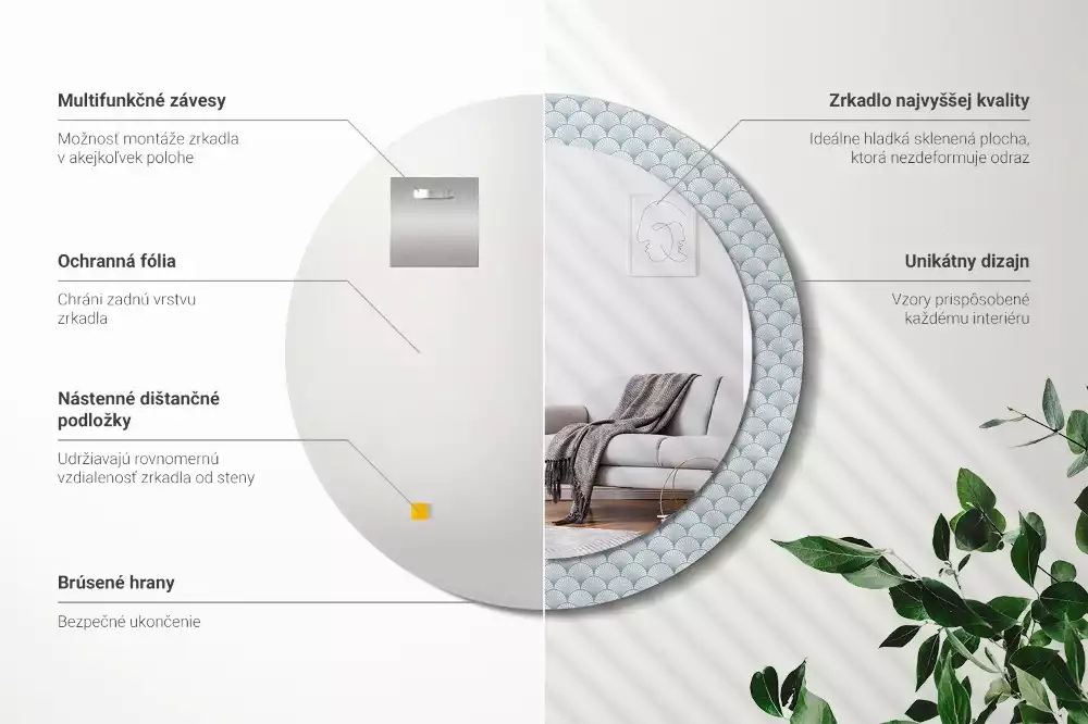 Espelho decorativo redondo Padrão vintage retrô