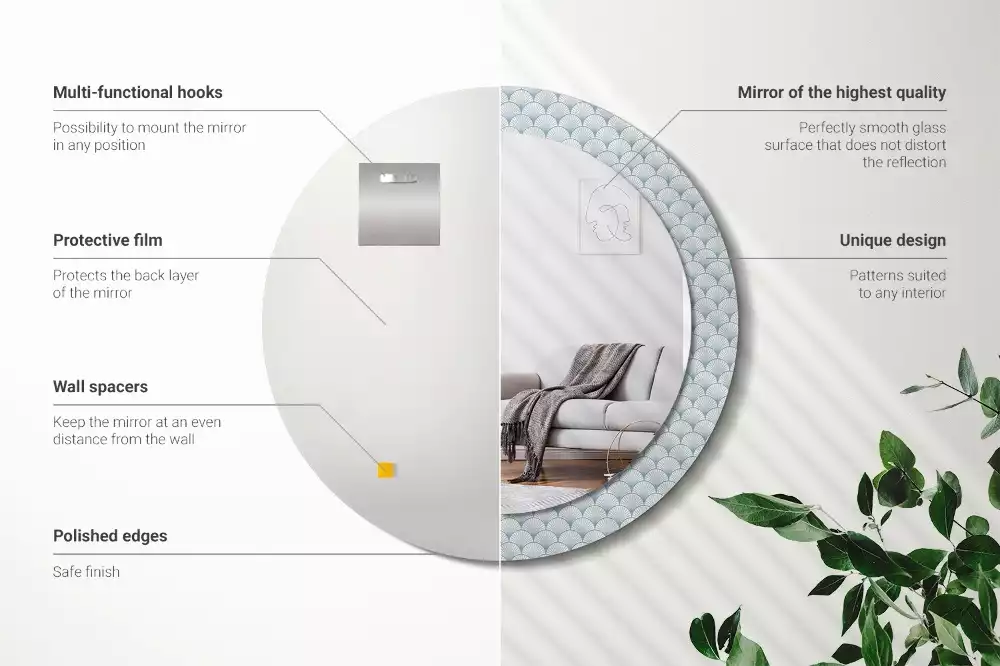 Espelho decorativo redondo Padrão vintage retrô