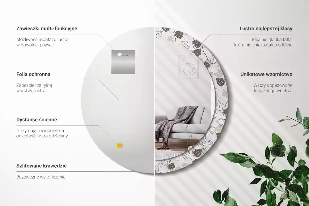 Espelho redondo decorativo Floral abstrato