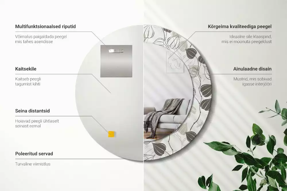 Espelho redondo decorativo Floral abstrato