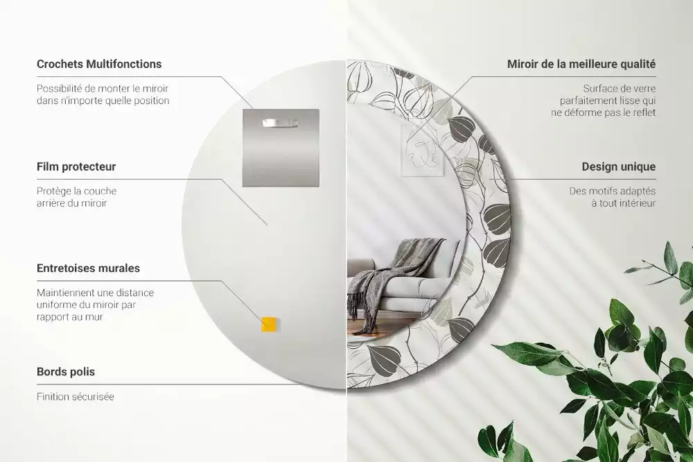 Espelho redondo decorativo Floral abstrato