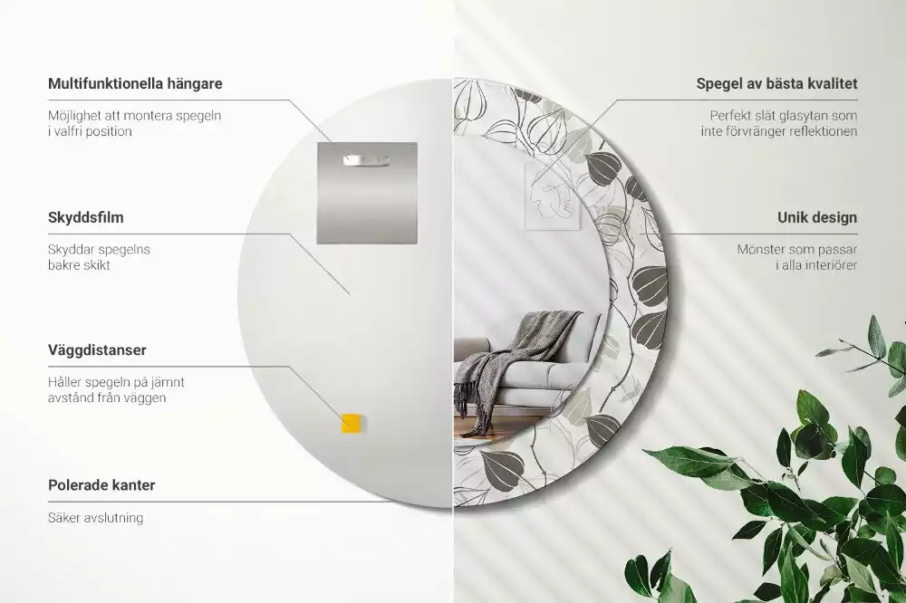 Espelho redondo decorativo Floral abstrato