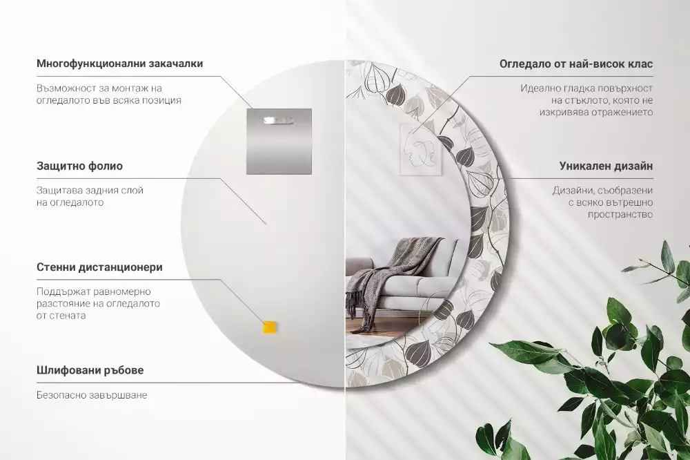 Espelho redondo decorativo Floral abstrato