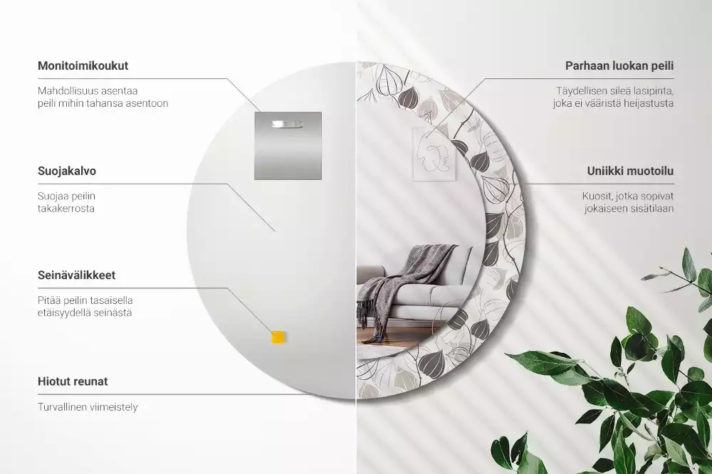 Espelho redondo decorativo Floral abstrato