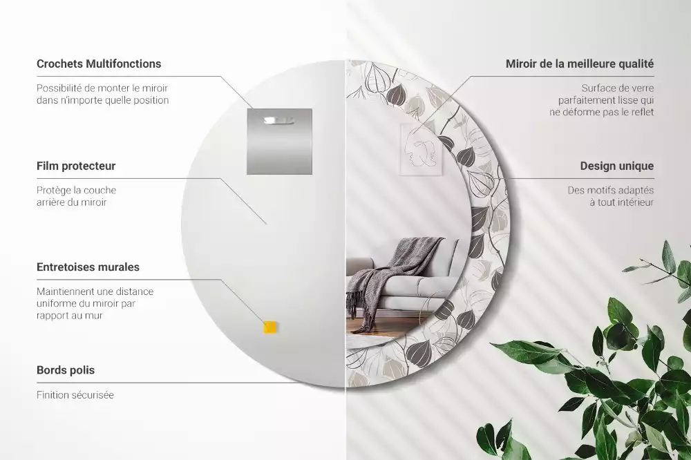 Espelho redondo decorativo Floral abstrato