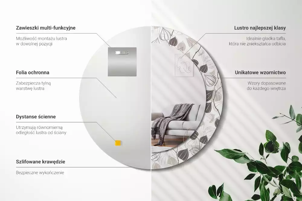 Espelho redondo decorativo Floral abstrato