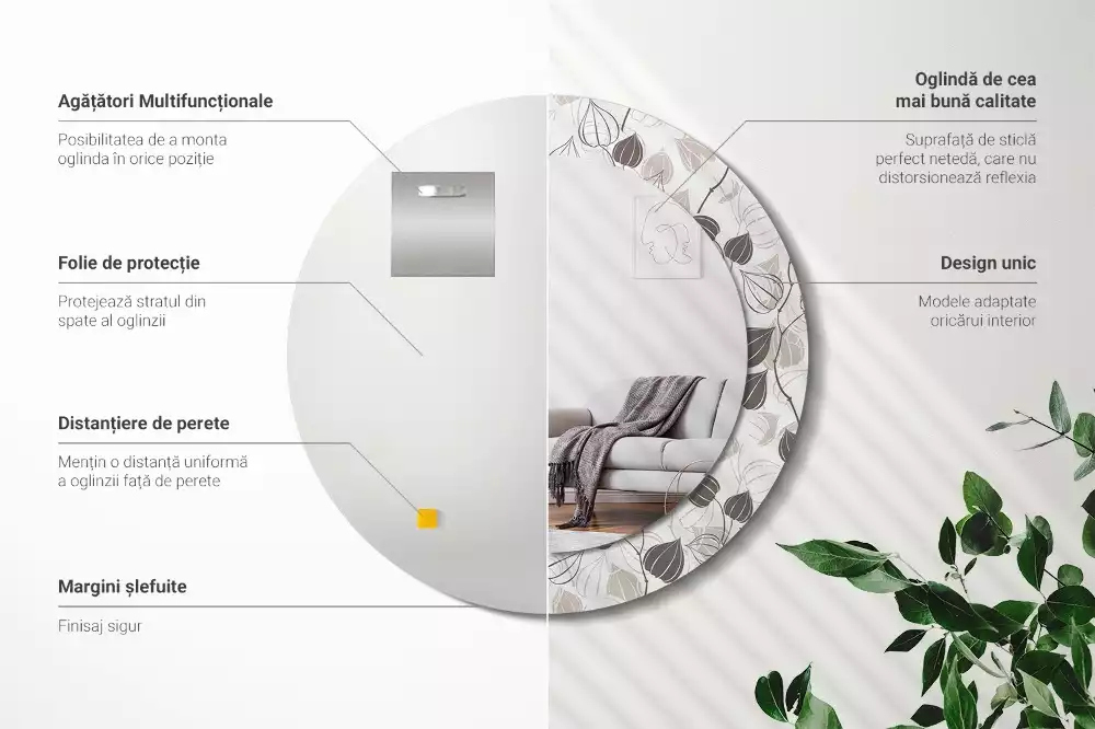 Espelho redondo decorativo Floral abstrato