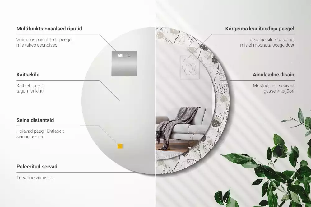 Espelho redondo decorativo Floral abstrato