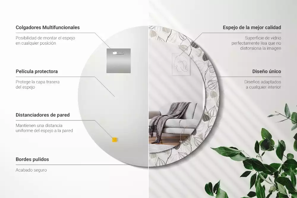 Espelho redondo decorativo Floral abstrato