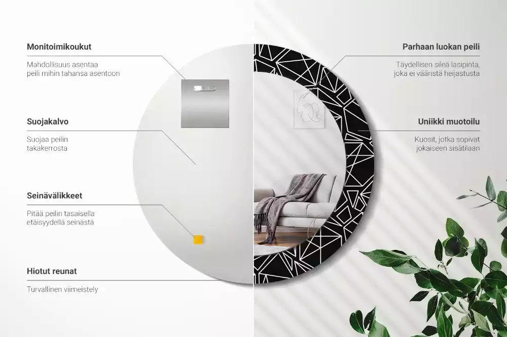 Espelho redondo decorativo Padrão geométrico