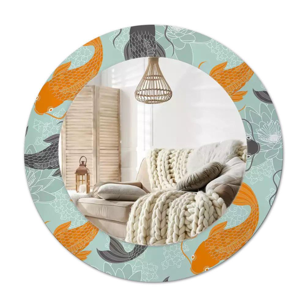 Espelho redondo decorativo Carpa Koi