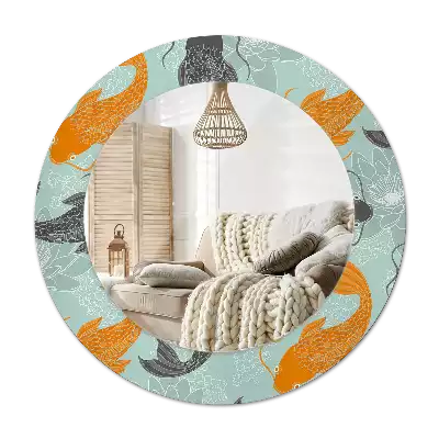 Espelho redondo decorativo Carpa Koi