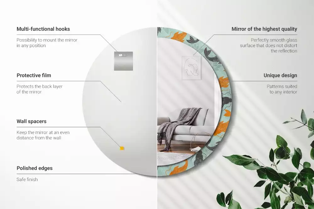 Espelho redondo decorativo Carpa Koi