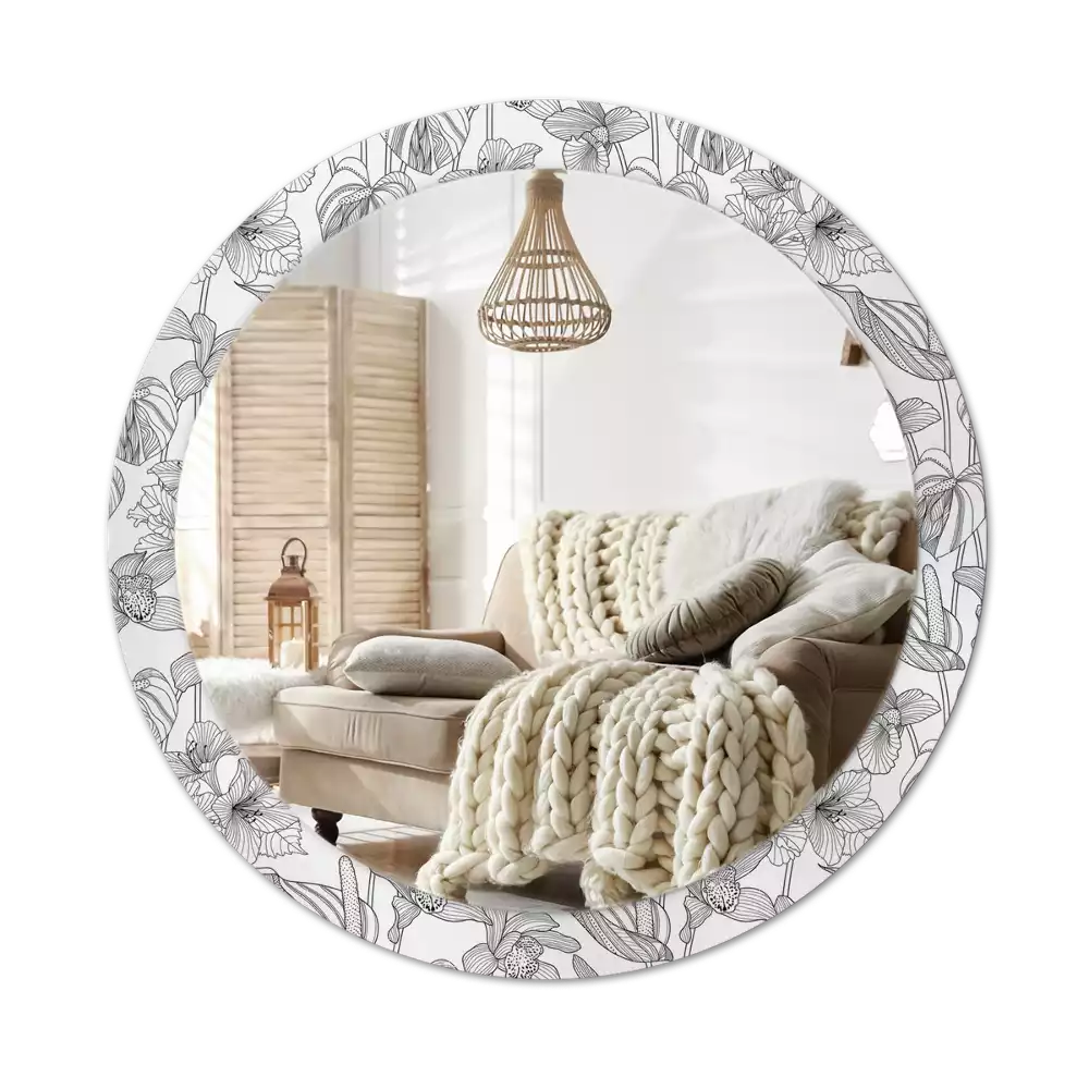 Espelho decorativo redondo Padrão floral