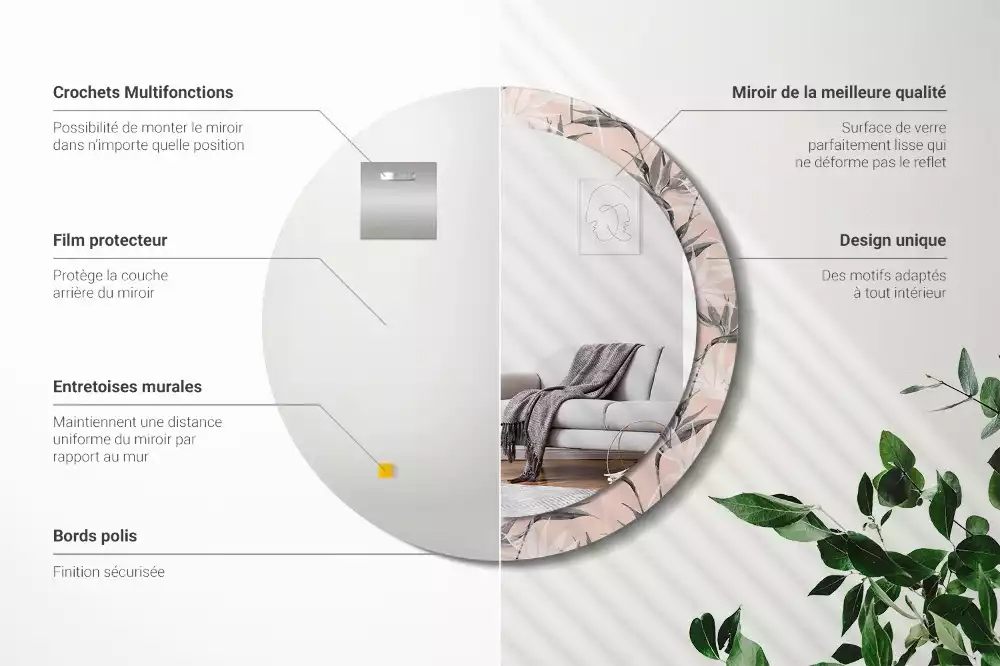 Espelho redondo decorativo Estrelitzia