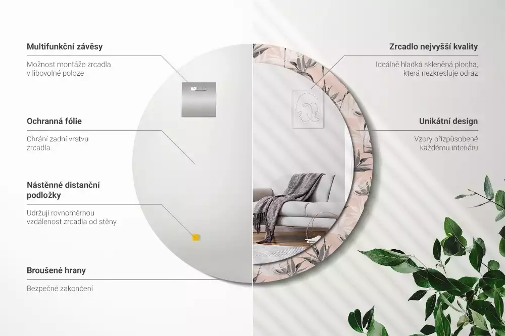 Espelho redondo decorativo Estrelitzia