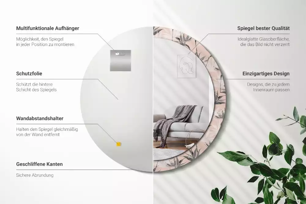 Espelho redondo decorativo Estrelitzia