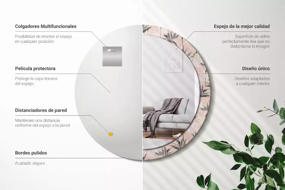 Espelho redondo decorativo Estrelitzia