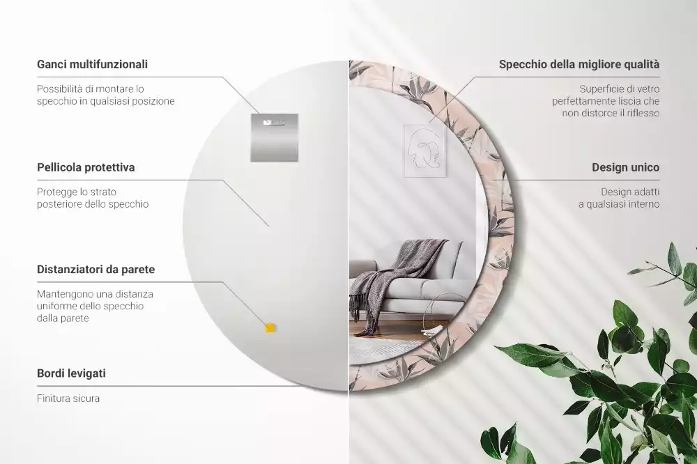 Espelho redondo decorativo Estrelitzia