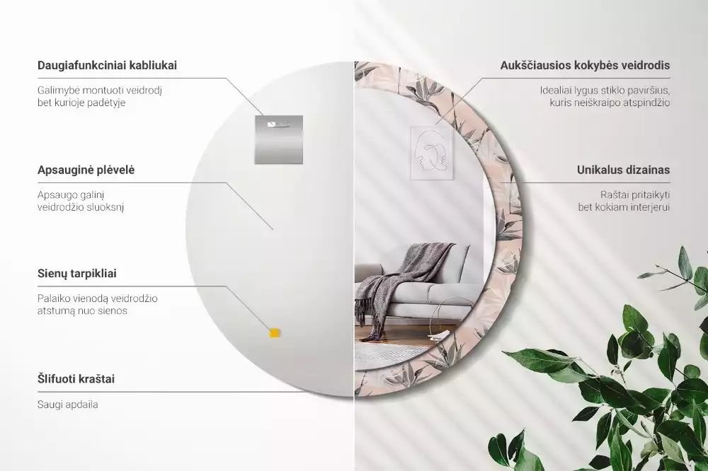 Espelho redondo decorativo Estrelitzia