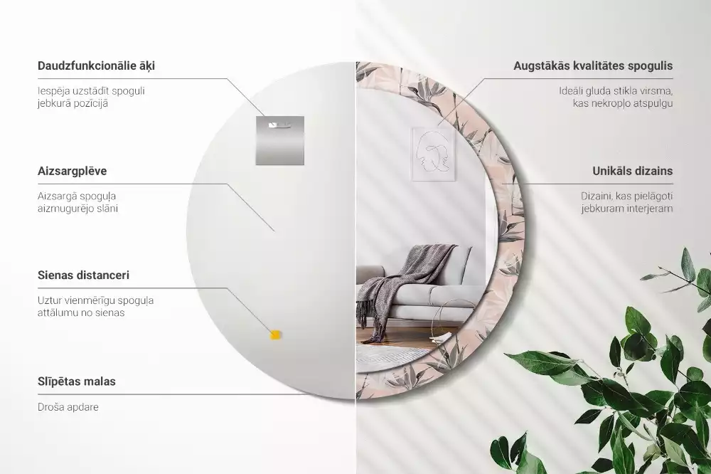 Espelho redondo decorativo Estrelitzia